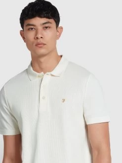 Farah Forster Textured Polo Shirt In Ecru -Farah kimx7hiejdgwfy3rhpad