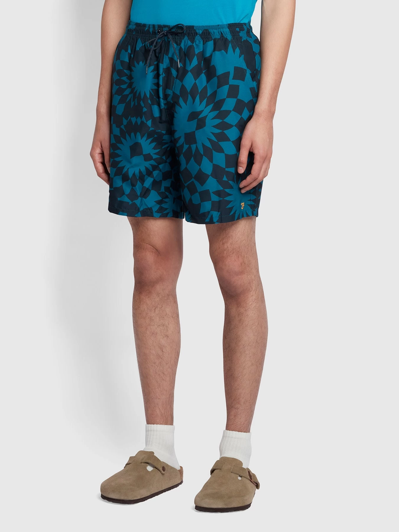 Farah Murphy Tie-Dye Print Swim Shorts In Oil Blue 3 Farah Murphy Tie-Dye Print Swim Shorts In Oil Blue