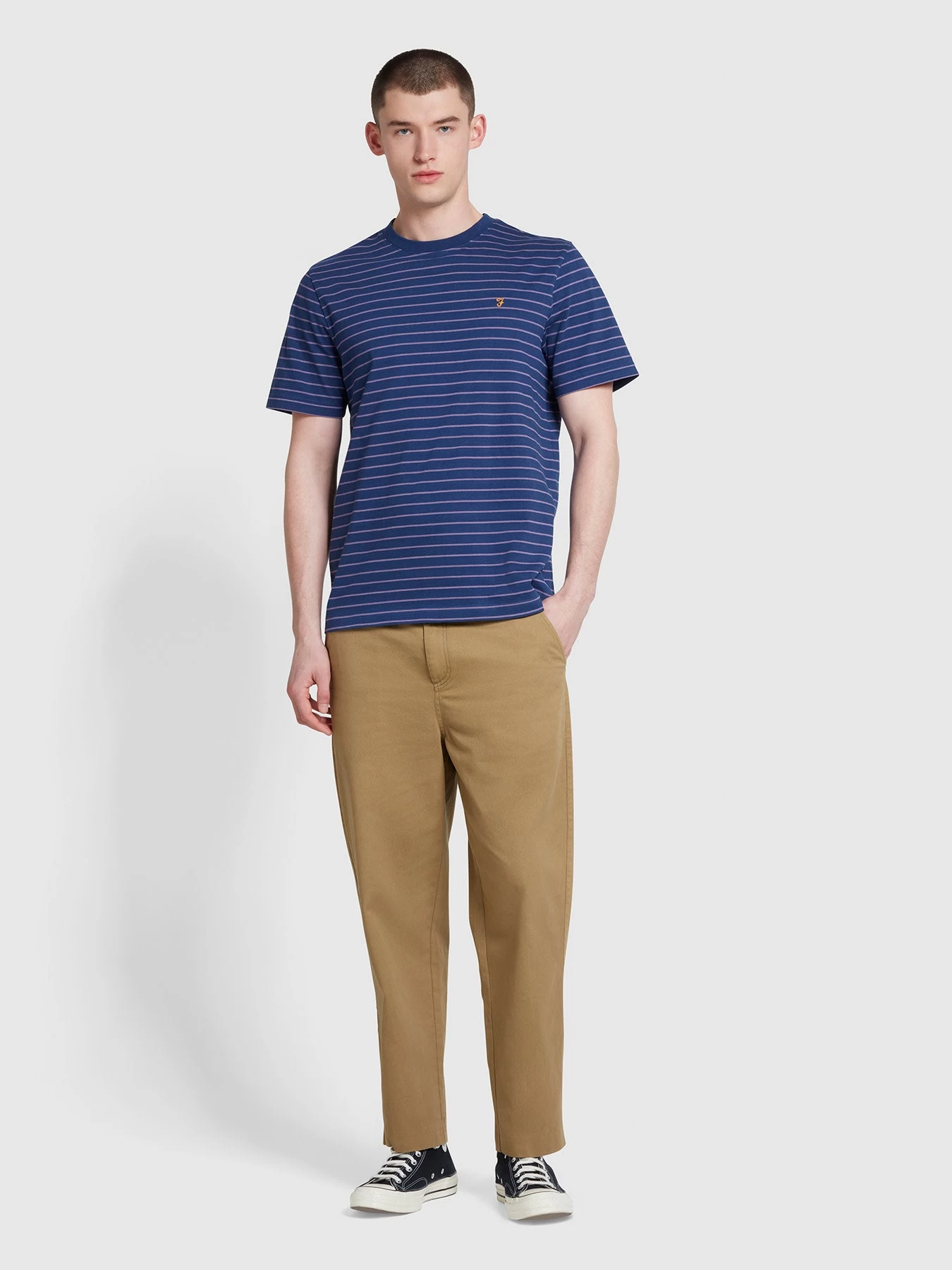 Farah Oakland Regular Fit Bretton Stripe T-Shirt In Rich Indigo 4 Farah Oakland Regular Fit Bretton Stripe T-Shirt In Rich Indigo - Image 2