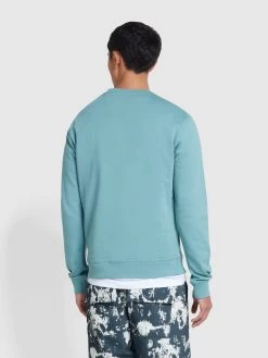 Farah Tim Organic Cotton Crew Neck Sweatshirt In Brook Blue -Farah kvixizpxk0fm7dzsyrkf