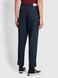 Farah Hawtin Relaxed Fit Hopsack Cropped Trousers In True Navy -Farah l6h9yhemmvbxnhykzjfo