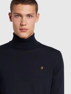 Farah Gosforth Slim Fit Roll Neck Jumper In True Navy -Farah lclmwd3s09ov2glbvqhu