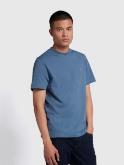 Farah Danny Regular Fit Organic Cotton T-Shirt In Dark Denim Marl