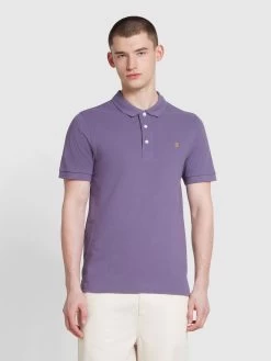 Farah Blanes Organic Cotton Short Sleeve Polo Shirt In Slate Purple