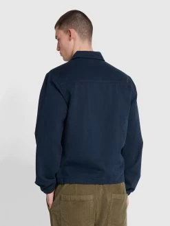 Farah Cane Organic Cotton Harrington Style Jacket In True Navy -Farah mbg91v8nahuuskfcj3hb