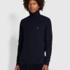 Farah Anton Regular Fit Fisherman Stitch Roll Neck Sweater In True Navy -Farah mkgmohkpvyygrywyn1mr