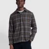 Torino Casual Fit Long Sleeve Check Overshirt In Farah Grey Marl