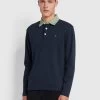 Farah Ward Regular Fit Organic Cotton Rugby Shirt In True Navy