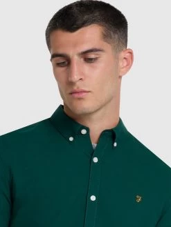Farah Brewer Slim Fit Organic Cotton Long Sleeve Shirt In Botanic Green -Farah nrozfd2m67few23czqhf
