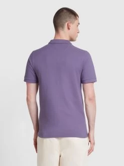 Farah Blanes Organic Cotton Short Sleeve Polo Shirt In Slate Purple -Farah nsce7hr52qq5zg6cs6cn