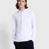 Farah Blanes Organic Cotton Long Sleeve Polo Shirt In White -Farah ntatwozg6rhraocmubit