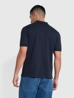 Farah Volo Organic Cotton Textured Polo Shirt In True Navy -Farah ocwrdswhdnu2x3qjyizj