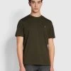 Farah Alexander Regular Fit Organic Cotton Circular T-Shirt In Evergreen