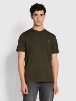 Farah Alexander Regular Fit Organic Cotton Circular T-Shirt In Evergreen