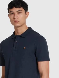Farah Forster Textured Polo Shirt In Indigo -Farah owxyh2kvvfspldte4l3b