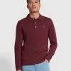 Blanes Organic Cotton Long Sleeve Polo Shirt In Farah Red