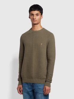 Farah Widnes Regular Fit Crew Neck Jumper In Vintage Green