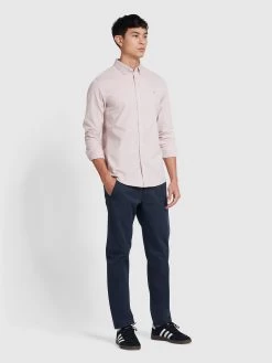 Farah Steen Slim Fit Organic Cotton Long Sleeve Shirt In Dark Pink -Farah pqm3pqqwuwrqra8ts1uq