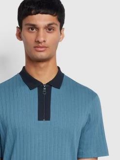 Farah Gardiner Regular Fit Ribbed Polo Shirt In Saxe -Farah pvzdoyguxhhehvnuepga
