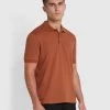 Farah Volo Organic Cotton Textured Polo Shirt In Teak -Farah pzfhypwm6cgiw3mpogas