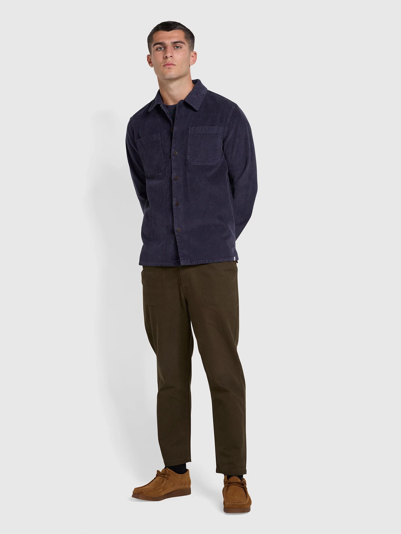 Farah Kitner Relaxed Fit Corduroy Overshirt In Liquorice Blue 4 Farah Kitner Relaxed Fit Corduroy Overshirt In Liquorice Blue - Image 2