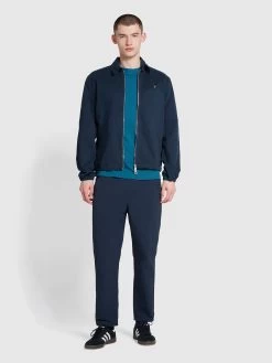Farah Hawtin Tapered Fit Drawstring Trousers In True Navy