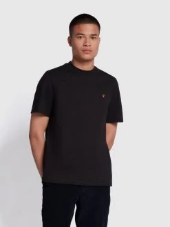 Farah Danny Regular Fit Organic Cotton T-Shirt In Black