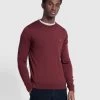 Mullen Merino Wool Crew Neck Jumper In Farah Burgundy