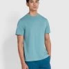 Farah Danny Regular Fit Organic Cotton T-Shirt In Brook Blue