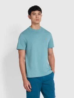 Farah Danny Regular Fit Organic Cotton T-Shirt In Brook Blue