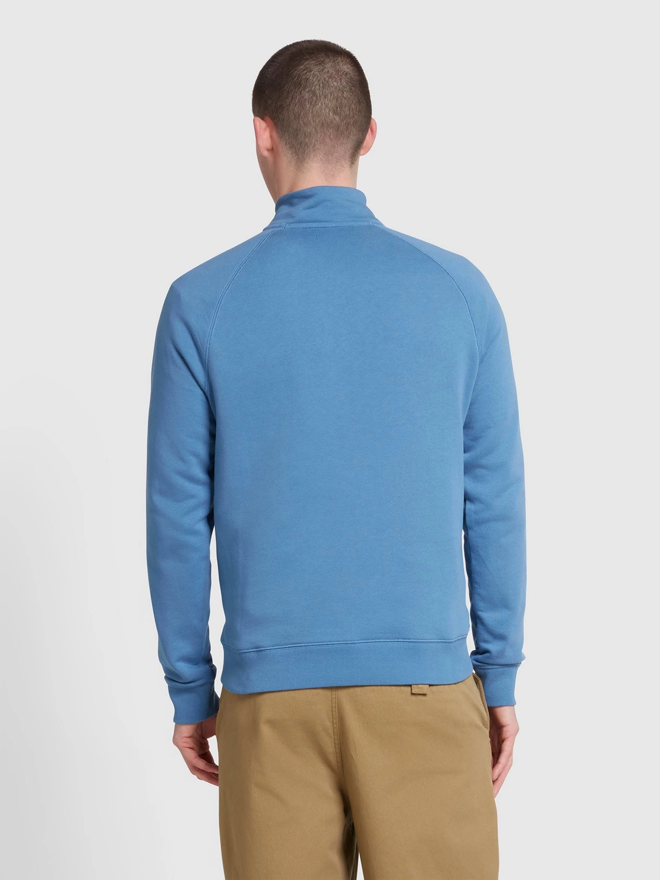 Farah Jim Organic Cotton Quarter Zip Sweatshirt In Sheaf Blue 5 Farah Jim Organic Cotton Quarter Zip Sweatshirt In Sheaf Blue - Image 3