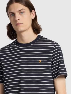 Farah Oakland Regular Fit Bretton Stripe T-Shirt In True Navy -Farah r5vs7ovce9xzqxjexy4c