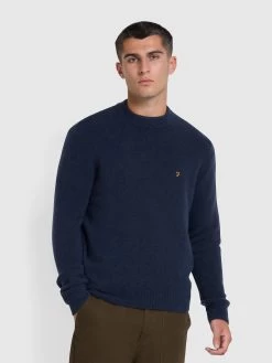 Farah Spero Regular Fit Crew Neck Jumper In True Navy