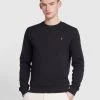 Farah Tim Organic Cotton Crew Neck Sweatshirt In Black