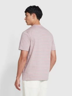 Farah Oakland Regular Fit Bretton Stripe T-Shirt In Dark Pink -Farah rqideie8lta1ejf5a37v