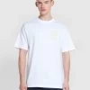 Blond Farah Logo Print T-Shirt In White -Farah ru4l5htw7n2dlrwysgtc