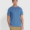 Farah Alvin Organic Cotton Tipped Collar Short Sleeve Polo Shirt In Sheaf Blue -Farah rxyvpc6afrealxr55dbq