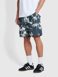 Farah Sepel Patch Print Twill Shorts In True Navy