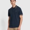 Farah Alvin Organic Cotton Tipped Collar Short Sleeve Polo Shirt In True Navy -Farah sm7e0658qaoigf9wwx4t