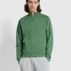 Farah Jim Slim Fit Organic Cotton Quarter Zip Sweatshirt In Wreath Green