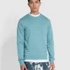 Farah Tim Organic Cotton Crew Neck Sweatshirt In Brook Blue -Farah sziceslul6j3xfhqwvkc