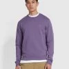 Farah Tim Organic Cotton Crew Neck Sweatshirt In Slate Purple -Farah t0n17flq1lvm86dplved