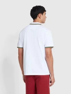 Farah Alvin Organic Cotton Tipped Collar Short Sleeve Polo Shirt In White -Farah t9oesaawxbfwqawwi0lo