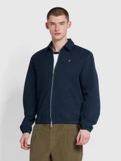 Farah Cane Organic Cotton Harrington Style Jacket In True Navy