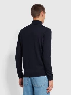 Farah Gosforth Slim Fit Roll Neck Jumper In True Navy -Farah trohuw6czrwek1nd5si6