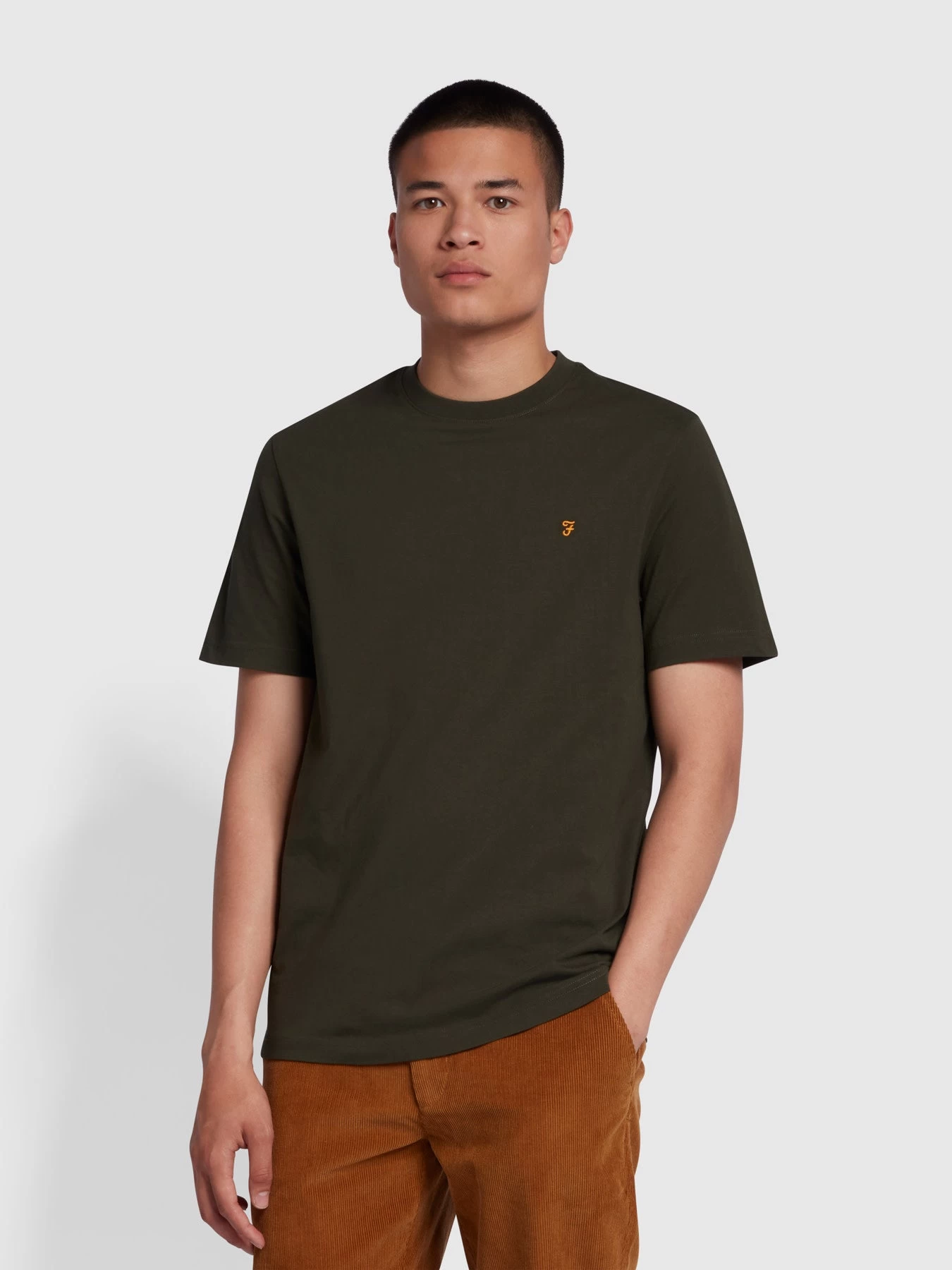 Farah Danny Regular Fit Organic Cotton T-Shirt In Evergreen 3 Farah Danny Regular Fit Organic Cotton T-Shirt In Evergreen