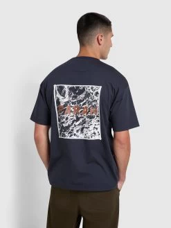 Farah Guy Graphic Relaxed Fit Organic Cotton T-Shirt In True Navy -Farah twuw5rjxevz4jvnmelmh