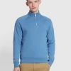 Farah Jim Organic Cotton Quarter Zip Sweatshirt In Sheaf Blue -Farah tytpsksb6jbrrcrzmdp6
