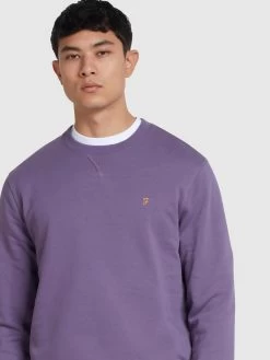 Farah Tim Organic Cotton Crew Neck Sweatshirt In Slate Purple -Farah ubehusdc5l2cbydabzjr