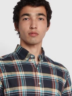 Farah Cashell Casual Fit Short Sleeve Organic Cotton Shirt In True Navy -Farah uqkxnx7uhkuhgbmawqih